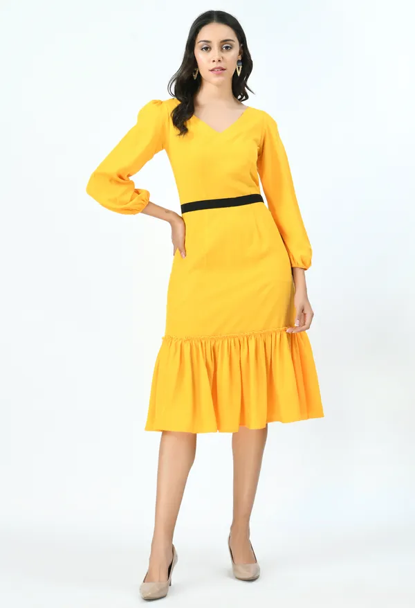 Mustard_Yellow_Crepe_Sheath_Midi_Dress_For_Women