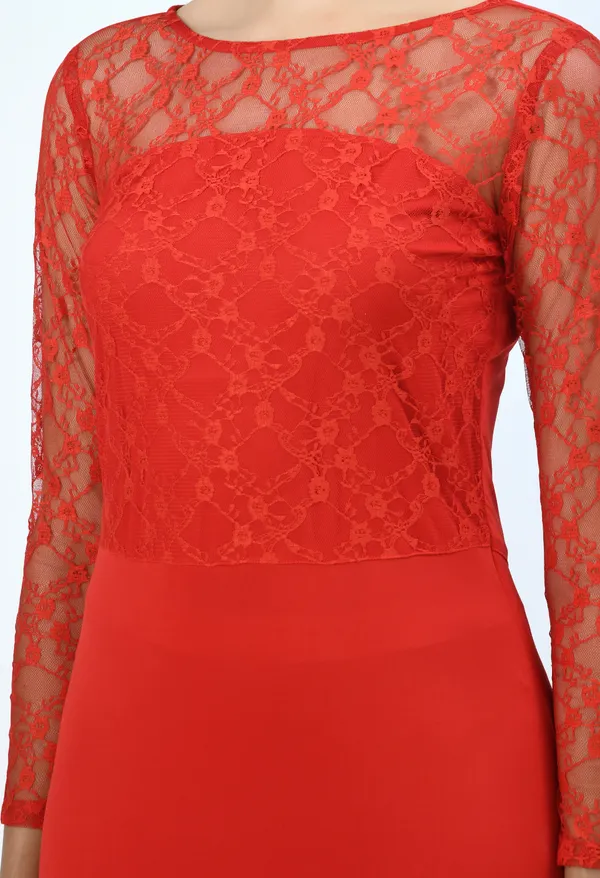 Red_Scuba_Fishcut_Gown_For_Women
