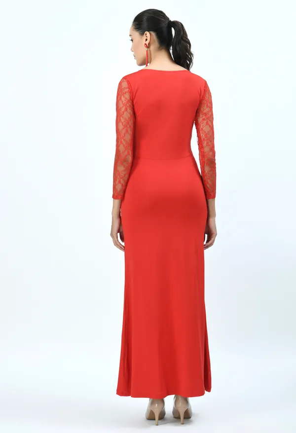 Red_Scuba_Fishcut_Gown_For_Women
