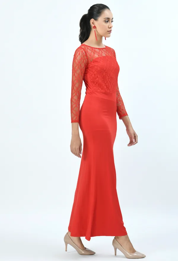 Red_Scuba_Fishcut_Gown_For_Women