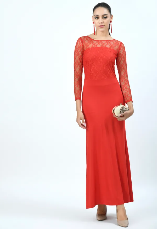 Red_Scuba_Fishcut_Gown_For_Women