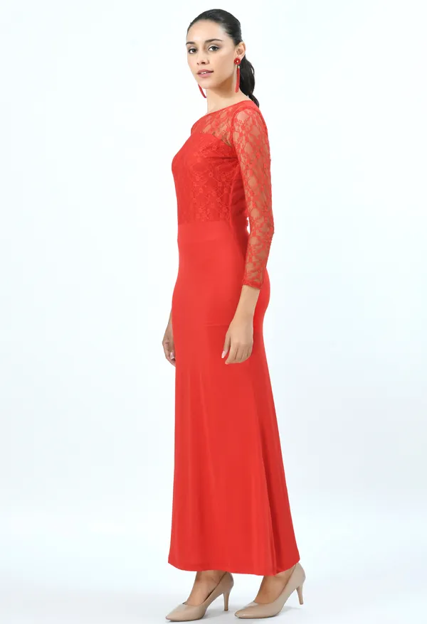 Red_Scuba_Fishcut_Gown_For_Women