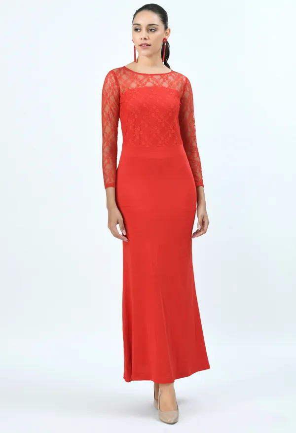 Red_Scuba_Fishcut_Gown_For_Women