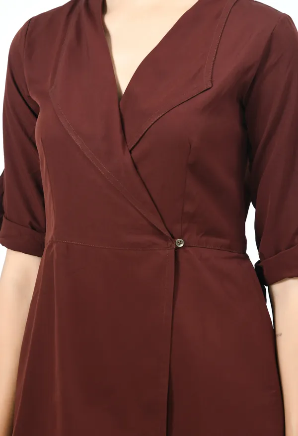 Brown_Ganache_Roll-Up_Sleeves_Crepe_Wrap_Top