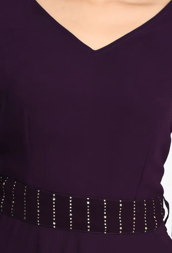 V&M_Purple_Mukesh_Work_Anarkali_Ethnic_Dress_With_Duptta_And_Belt