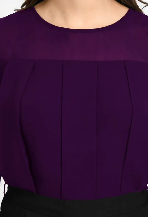 V&M_Purple_And_Black_Color_Block_Pleated_Jumpsuit_For_Women
