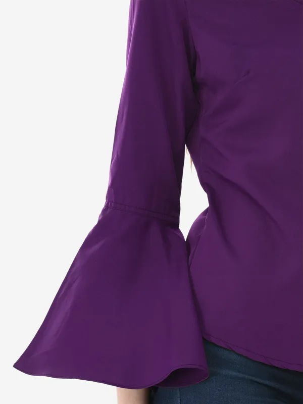 Purple_V-Neck_Full_Sleeves_Top_For_Women