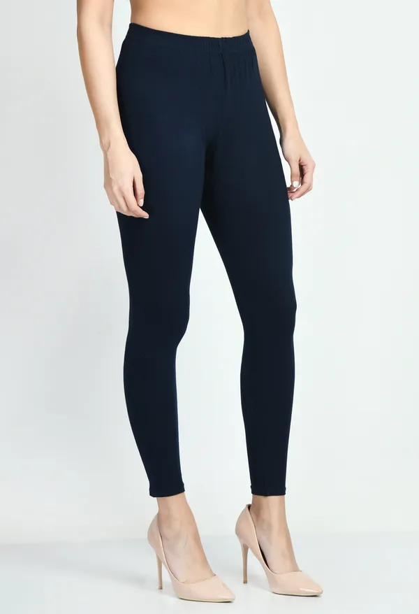 V&M_Navy_BlueWomen_Cotton_Slim_Fit_Ankle-Length_Leggings