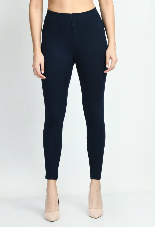 V&M_Navy_BlueWomen_Cotton_Slim_Fit_Ankle-Length_Leggings
