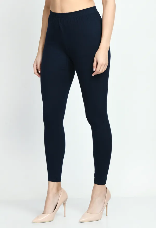V&M_Navy_BlueWomen_Cotton_Slim_Fit_Ankle-Length_Leggings