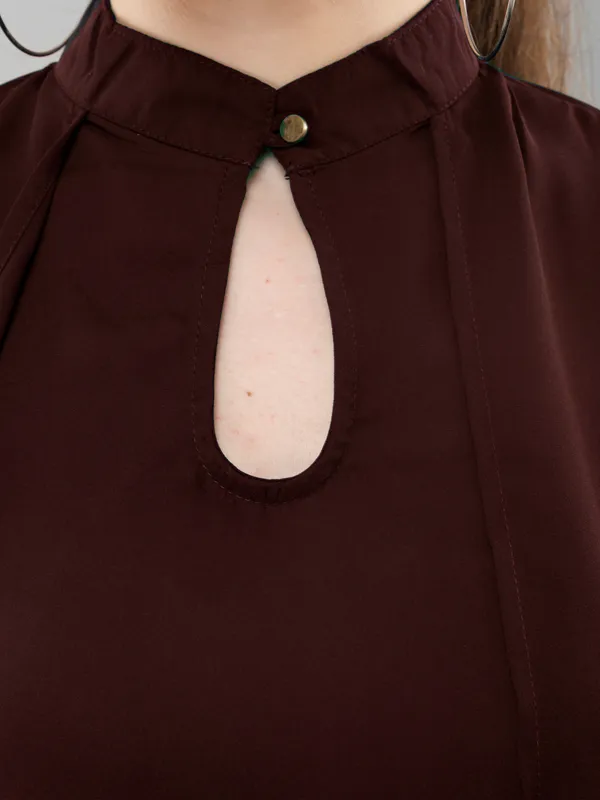 V&M_Brown_High_Neck_Layered_Top_For_Women