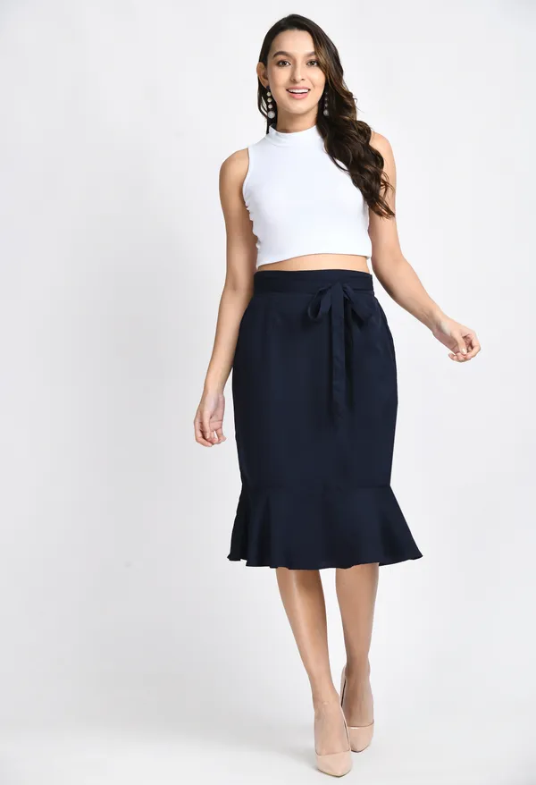 Navy_Blue_Solid_Peplum_Skirt_For_Women