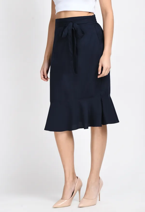 Navy_Blue_Solid_Peplum_Skirt_For_Women