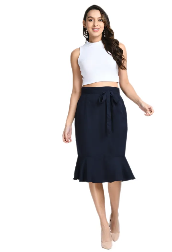 Navy_Blue_Solid_Peplum_Skirt_For_Women