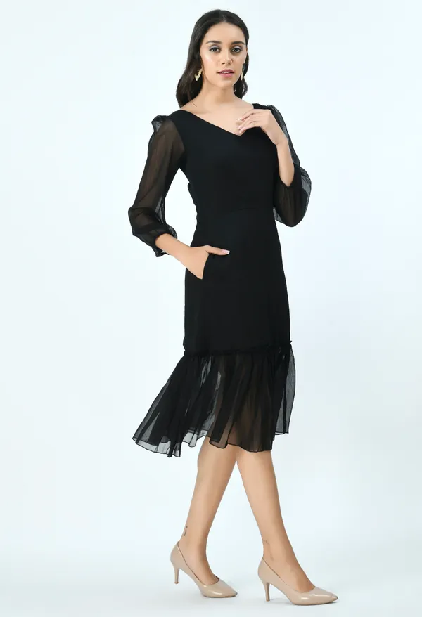 Black_Chiffon_Midi_Dress_For_Women