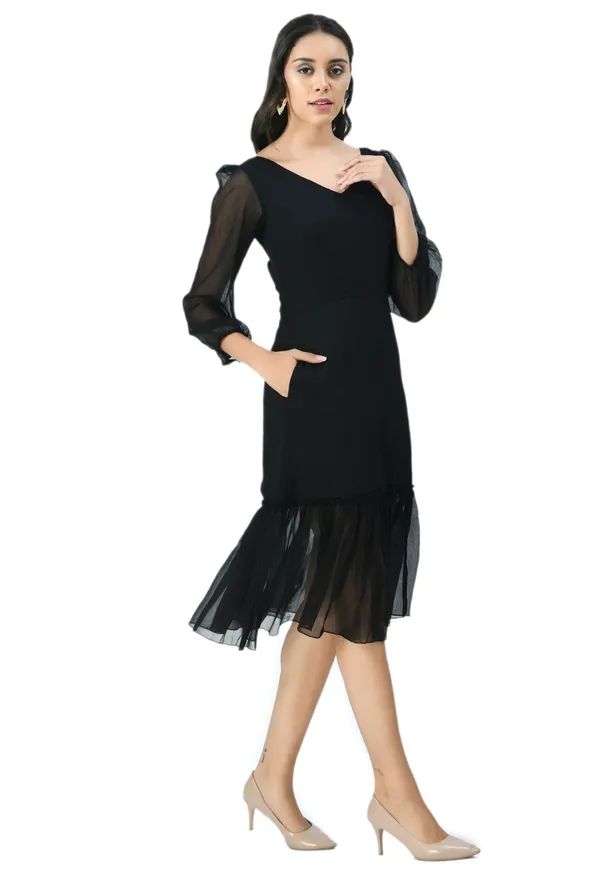 Black_Chiffon_Midi_Dress_For_Women