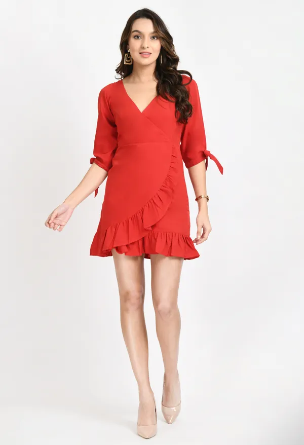 Red_Crepe_Mini_Wrap_Dress_For_Women
