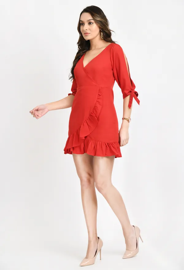 Red_Crepe_Mini_Wrap_Dress_For_Women