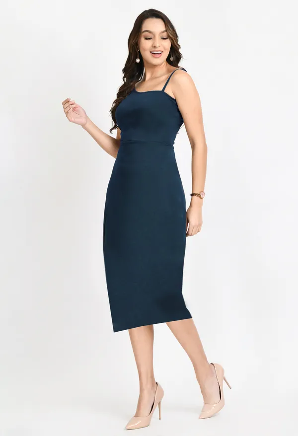 V&M_teal_Front_Slit_Midi_dress_For_Women
