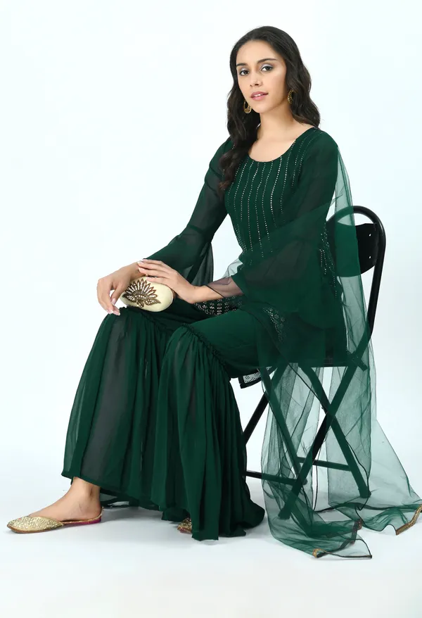Green_Embellished_Kurti_With_Sharara_&_Dupatta