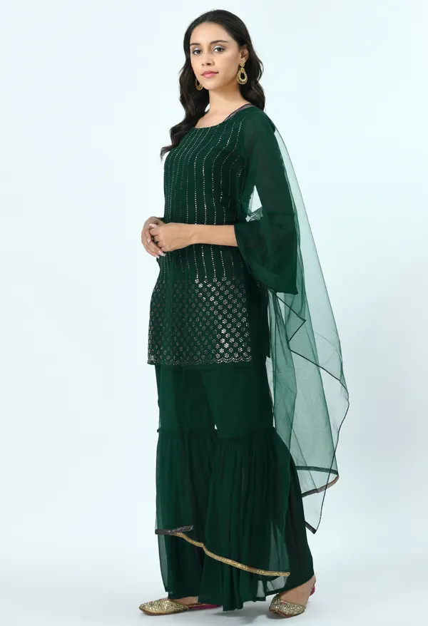 Green_Embellished_Kurti_With_Sharara_&_Dupatta