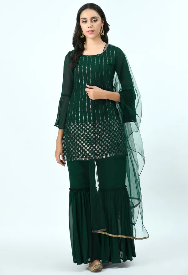 Green_Embellished_Kurti_With_Sharara_&_Dupatta