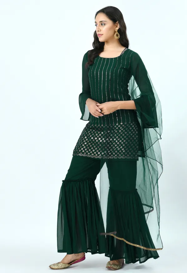 Green_Embellished_Kurti_With_Sharara_&_Dupatta