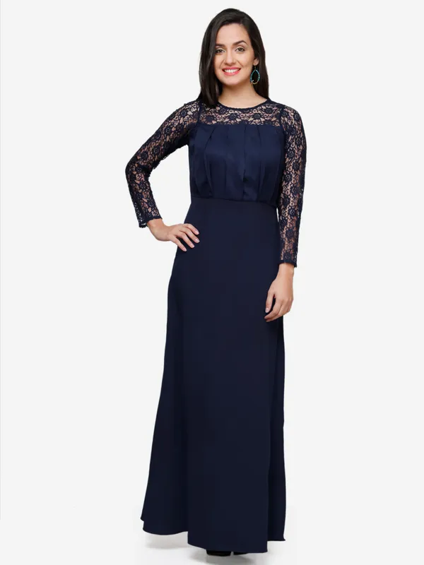 Blue_Floral_Lace_Full_Sleeves_Jewel_Neck_Pleated_Empire_Waist_Evening_Long_Gown_Dress
