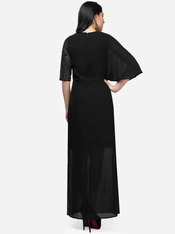 Black_Georgette_One_Side_Slit_Long_Maxi_Dress_For_Women