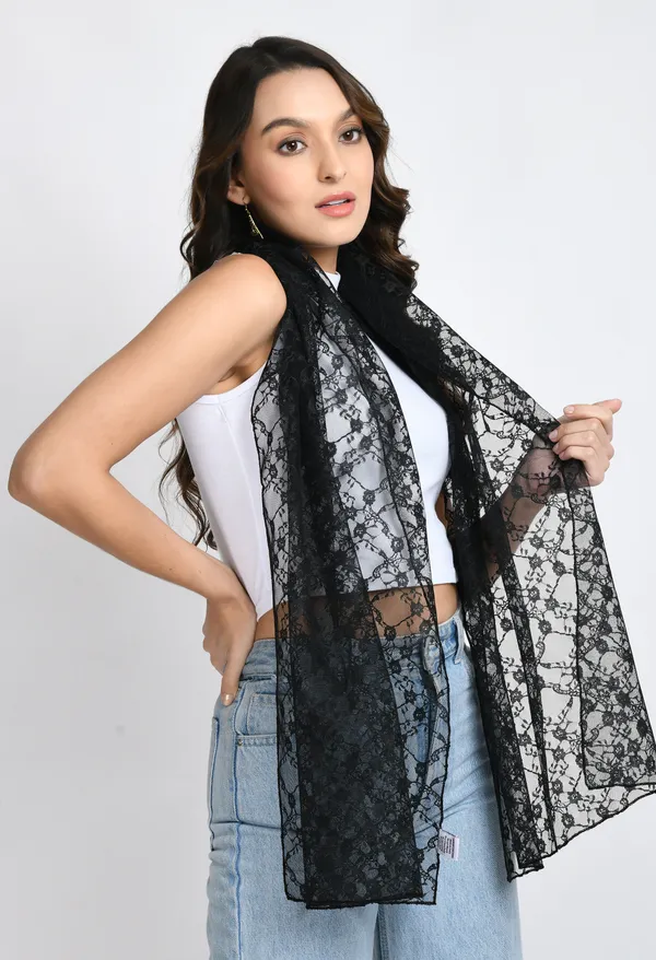 Black_Net_Printed_Scarf_For_Women_&_Girls