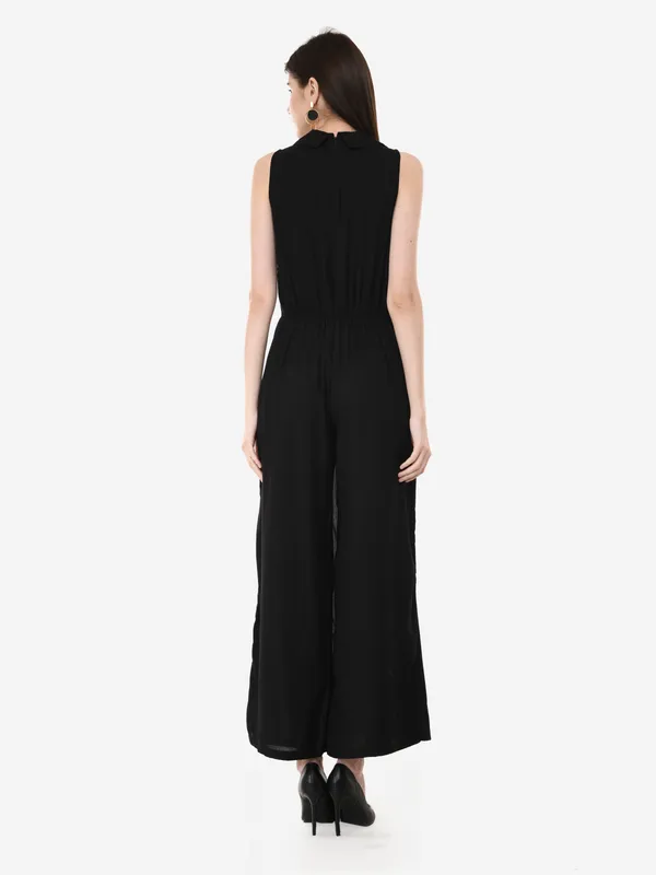 Black_Rayon_Lapel_Collar_Wrap_Sleeveless_Designer_Jumpsuit_For_Women