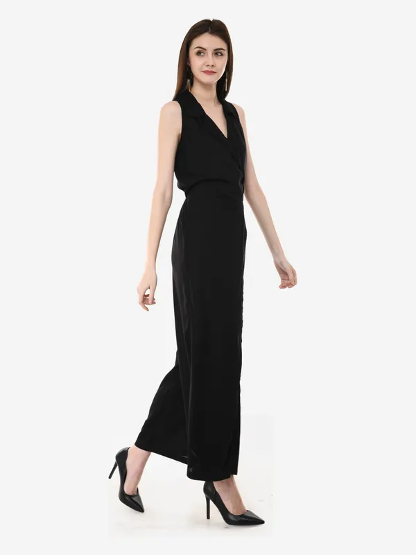 Black_Rayon_Lapel_Collar_Wrap_Sleeveless_Designer_Jumpsuit_For_Women