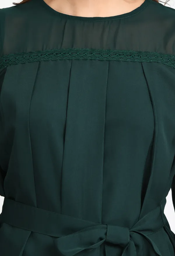 Green_Pleated_Waist_Tie-Ups_Crepe_Top