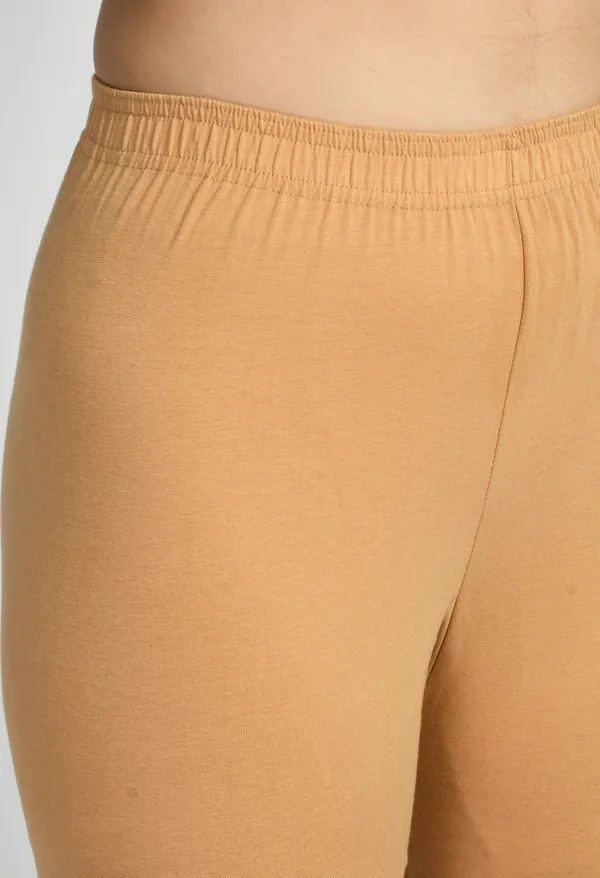 V&M_Beige_Women_Cotton_Slim_Fit_Ankle-Length_Leggings