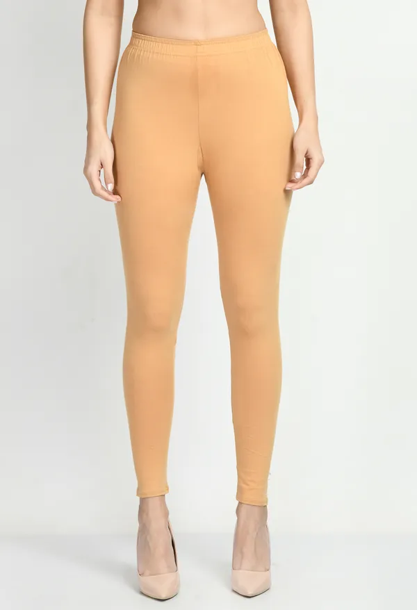 V&M_Beige_Women_Cotton_Slim_Fit_Ankle-Length_Leggings