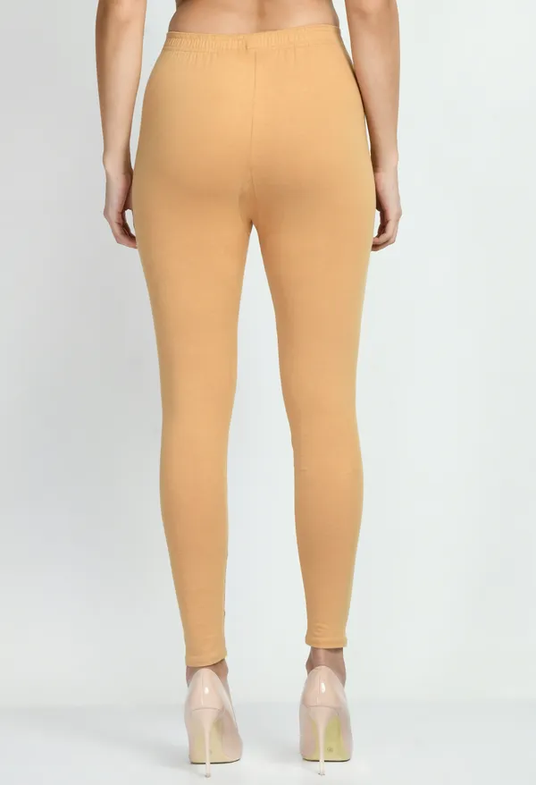 V&M_Beige_Women_Cotton_Slim_Fit_Ankle-Length_Leggings