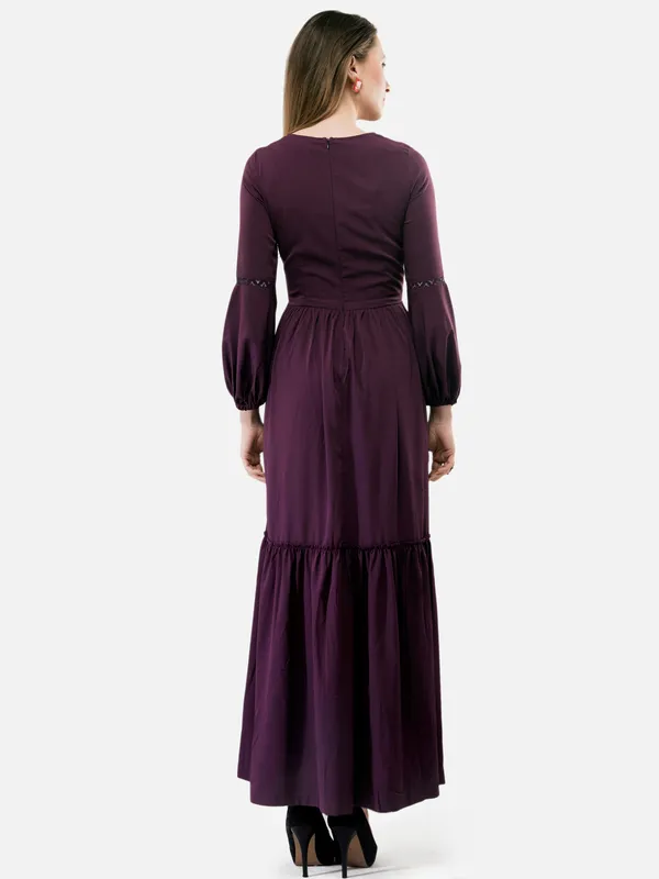 Purple_V-Neck_Bishop_Sleeves_Long_Maxi_Gown_For_Women