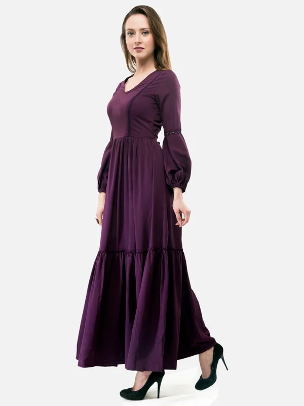 Purple_V-Neck_Bishop_Sleeves_Long_Maxi_Gown_For_Women