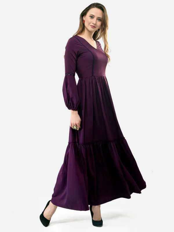 Purple_V-Neck_Bishop_Sleeves_Long_Maxi_Gown_For_Women