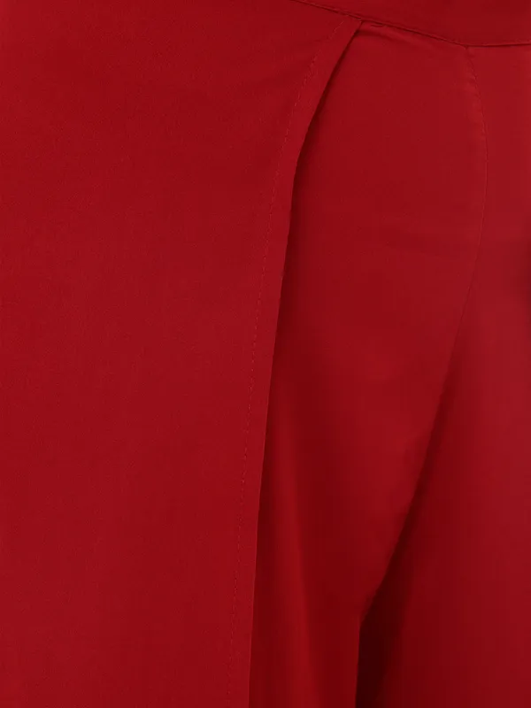 Red_Loose_Fit_Solid_Skirt_Palazzo