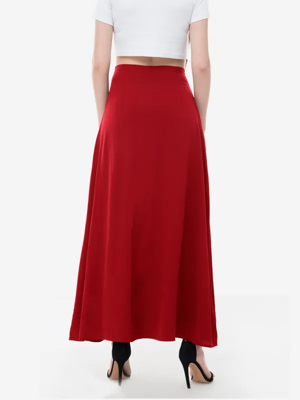 Red_Loose_Fit_Solid_Skirt_Palazzo