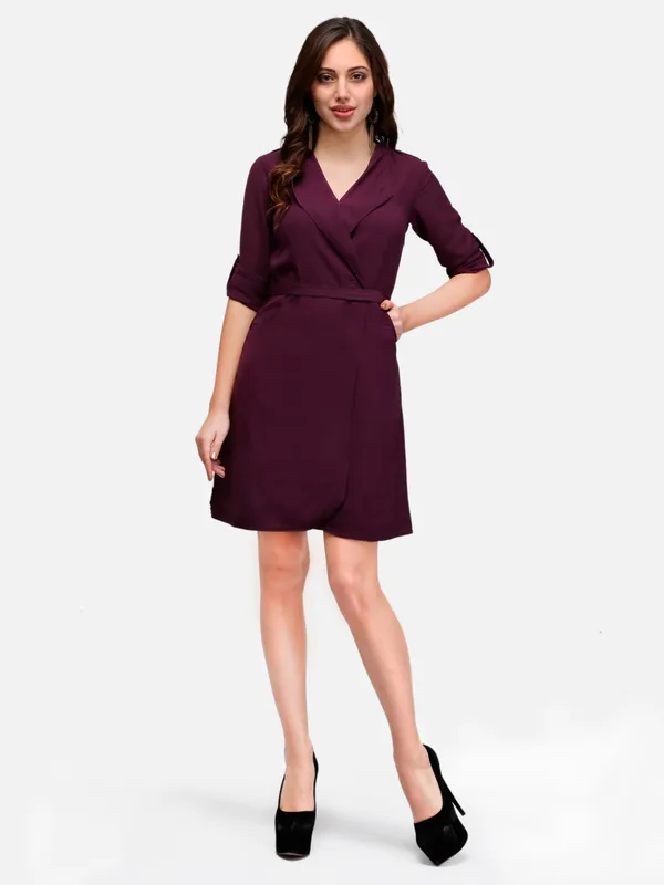 Purple_Lapel_Collar_Two_Front_Pockets_Day_To_Night_Out_Classy_Wrap_Dress