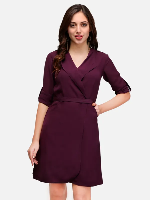 Purple_Lapel_Collar_Two_Front_Pockets_Day_To_Night_Out_Classy_Wrap_Dress