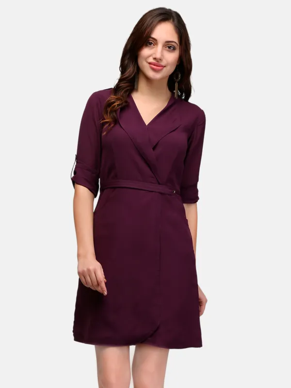 Purple_Lapel_Collar_Two_Front_Pockets_Day_To_Night_Out_Classy_Wrap_Dress