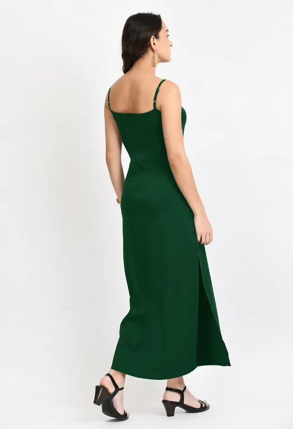 V&M_Green_Side_Slit_Maxi_Dress_For_Women