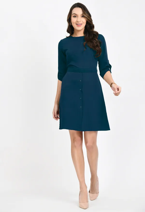 Teal_Blue_Shift_Dress_For_Women