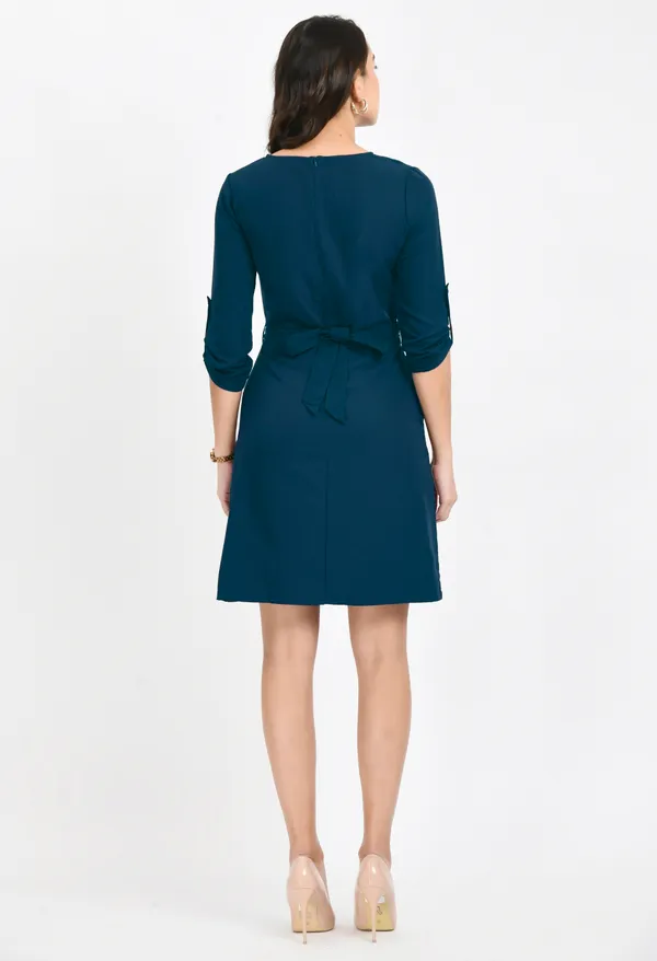 Teal_Blue_Shift_Dress_For_Women