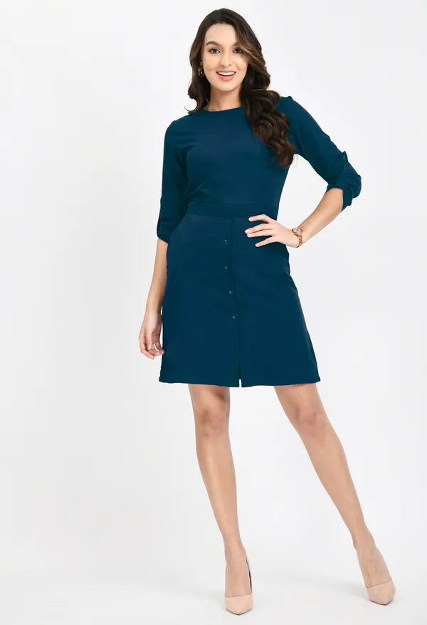 Teal_Blue_Shift_Dress_For_Women