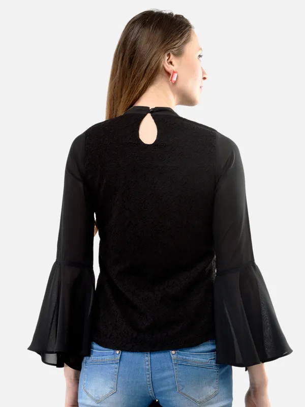 Black_Cotton_Floral_Lace_Full_Flare_Sleeves_Top_For_Women