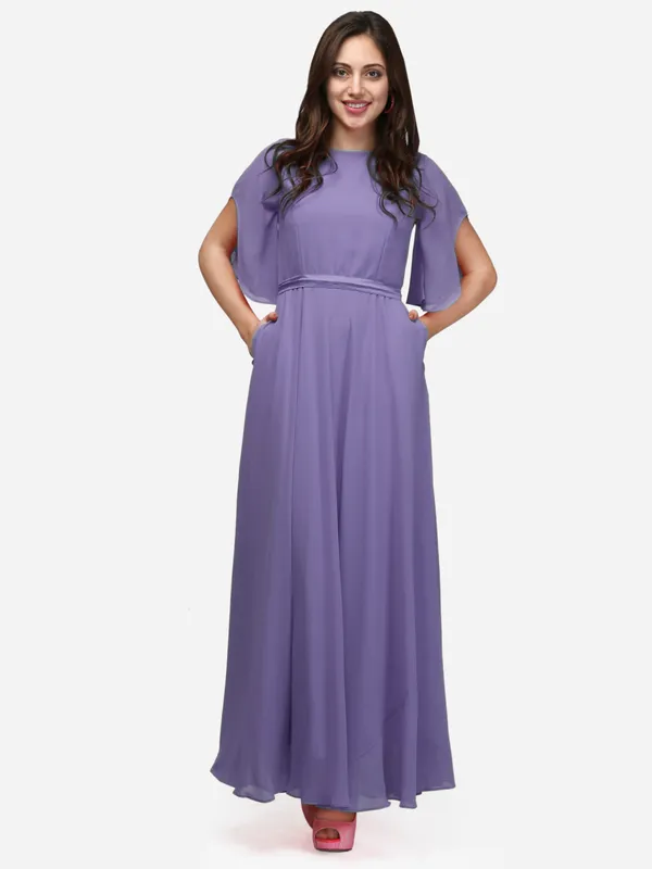 Lavender_Solid_Gown_For_Women
